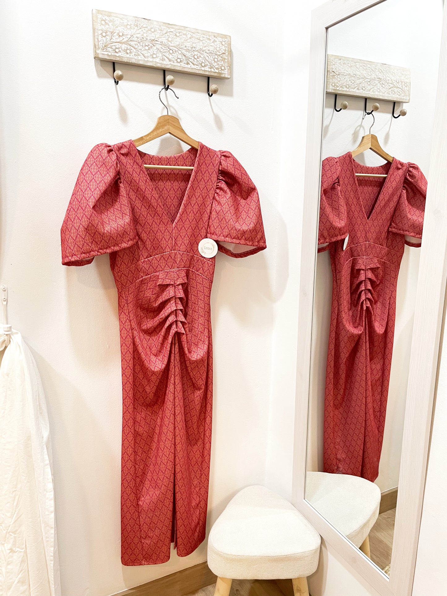 Vestido estampado fruncido