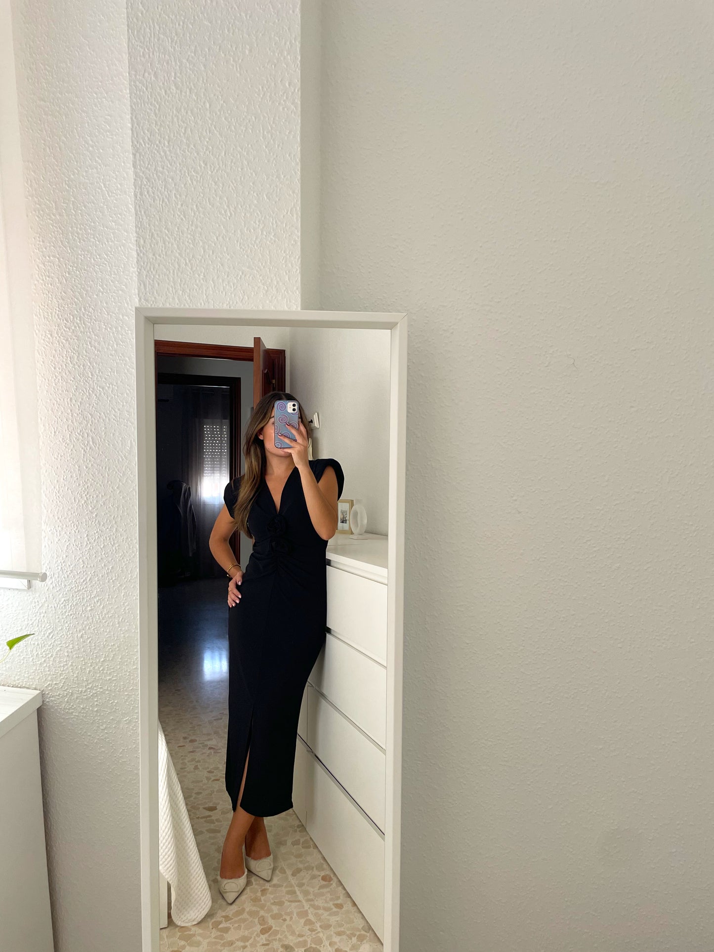 Vestido flor negro