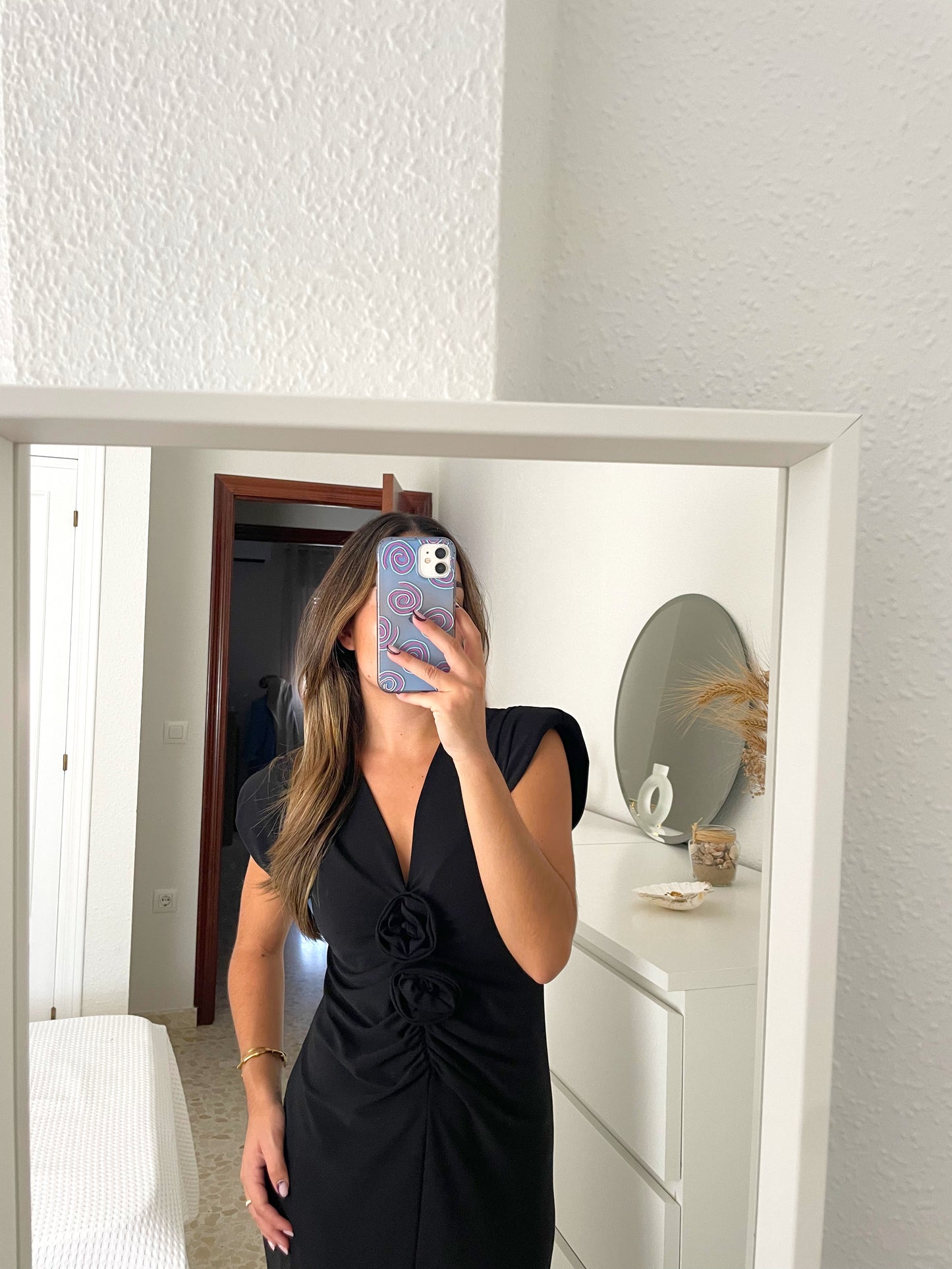 Vestido flor negro