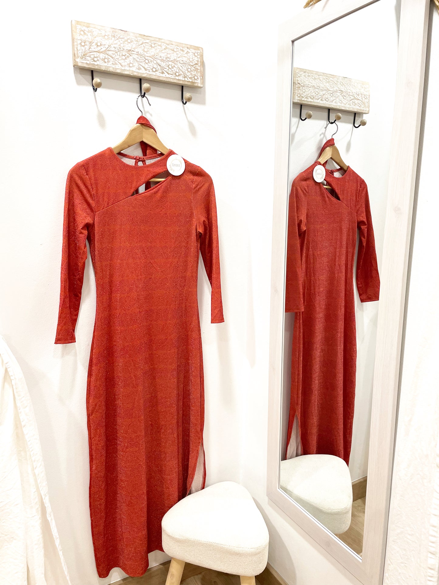 Vestido brillo estampado
