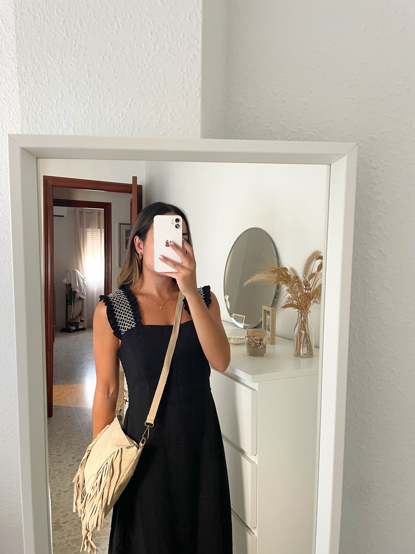Bolso piel flecos
