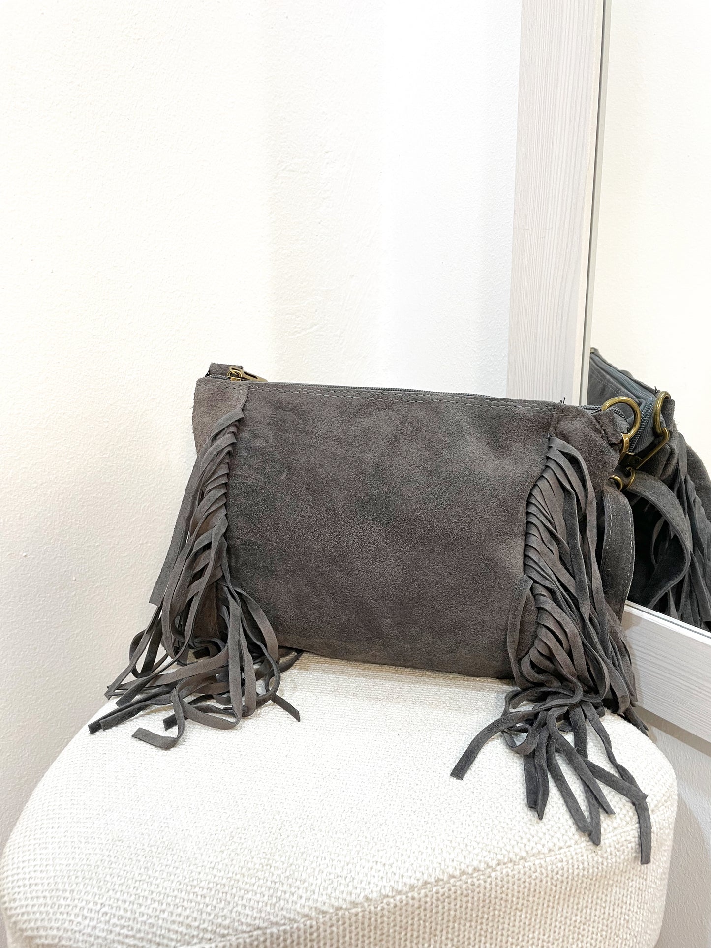 Bolso piel flecos