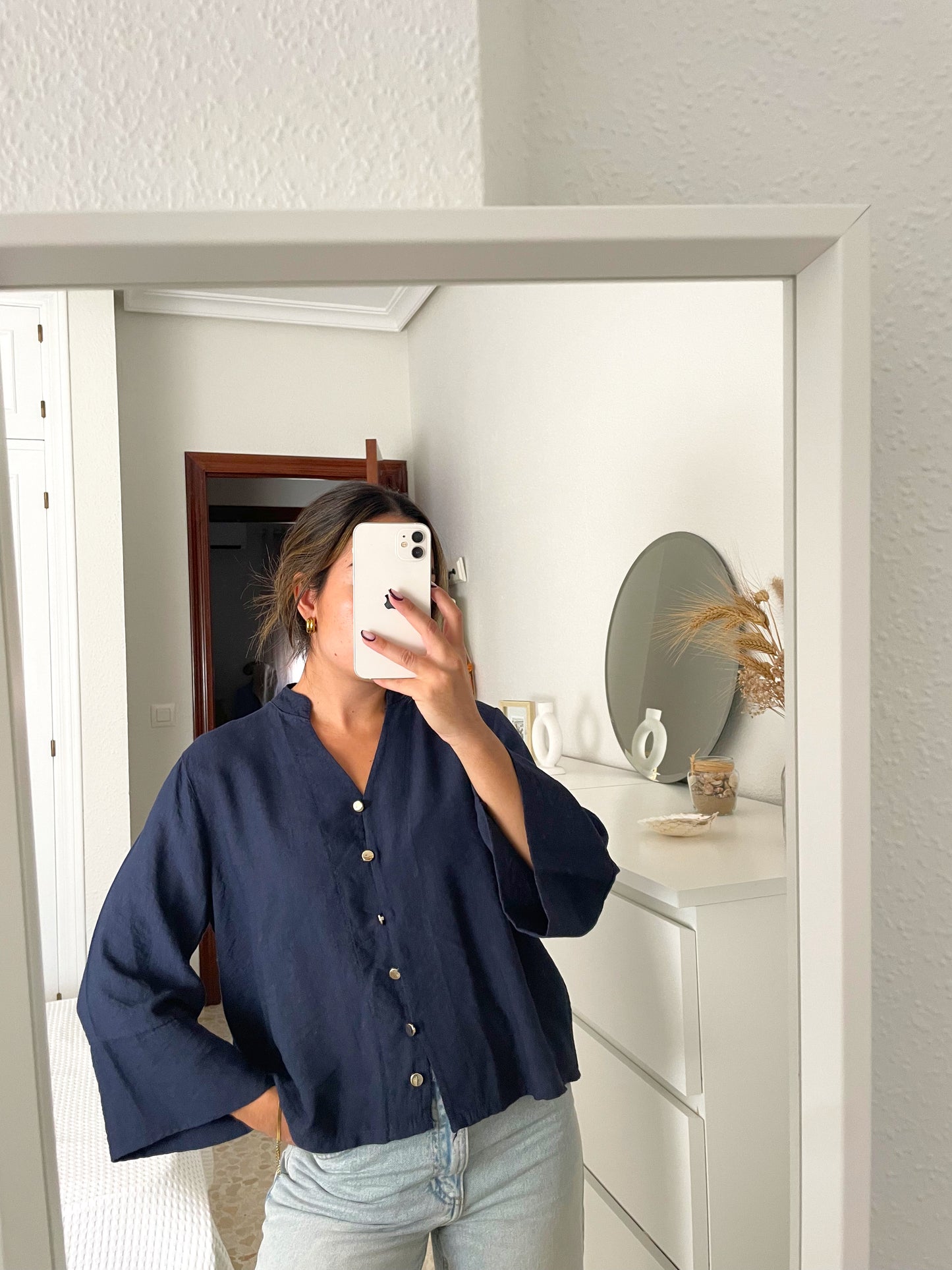 Blusa azul botones