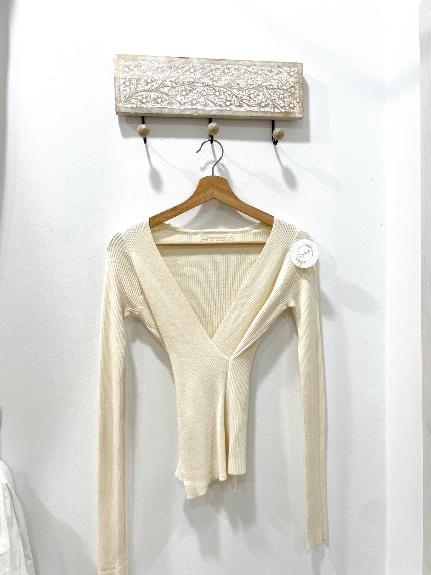 Jersey cruzado beige