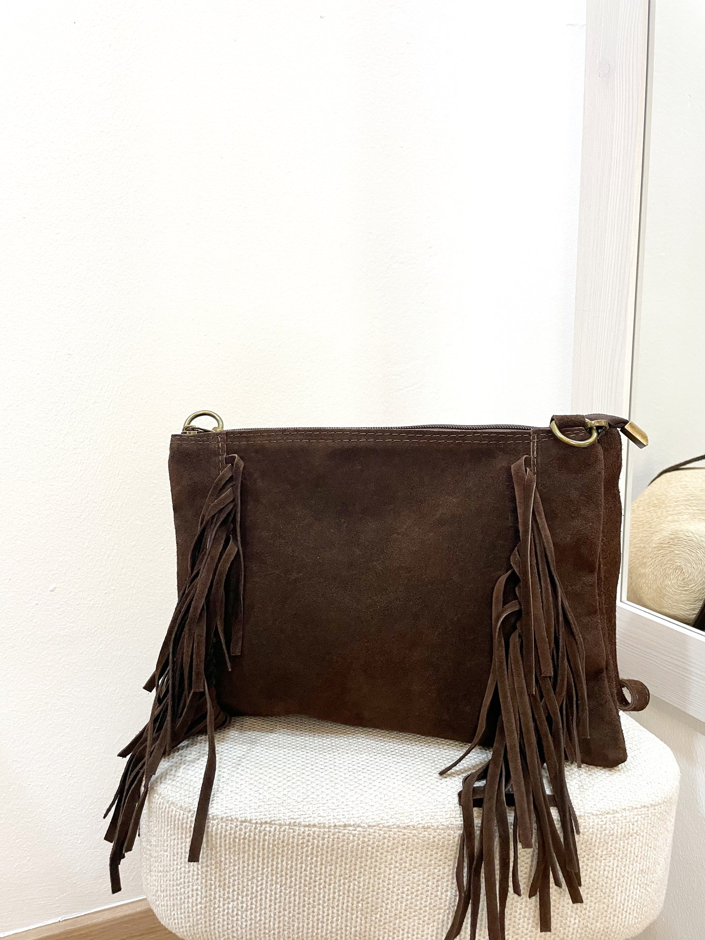 Bolso piel flecos