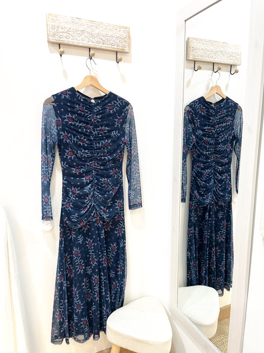 Vestido fruncido estampado