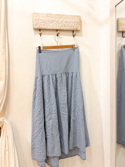 Falda vichy azul