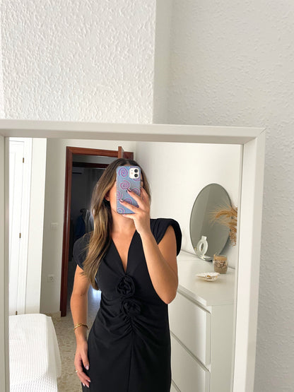 Vestido flor negro