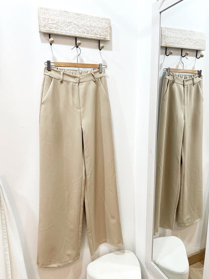 Pantalón traje beige