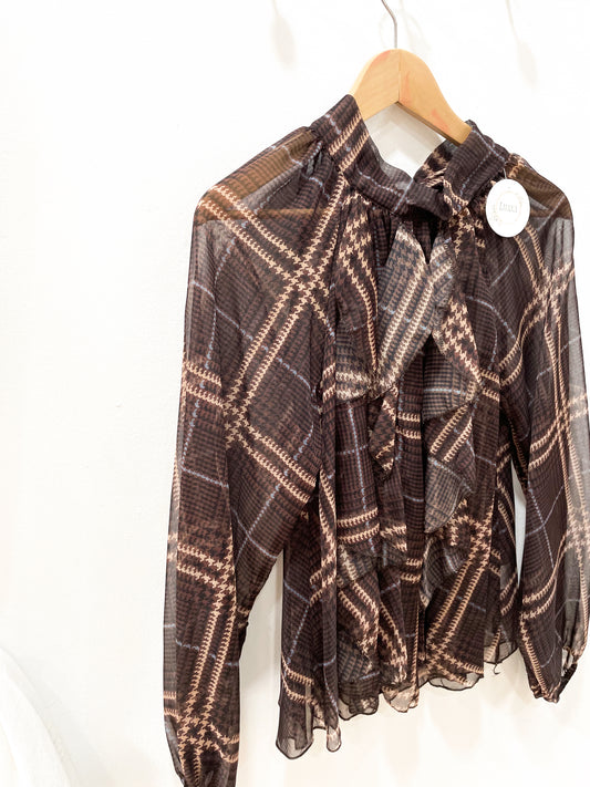 Blusa volantes cuadros