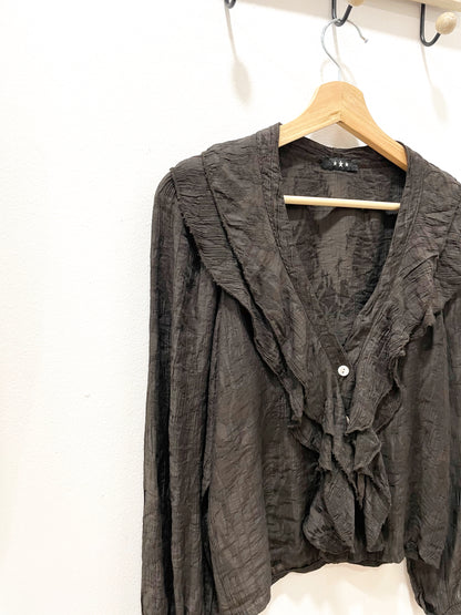 Blusa volante marrón
