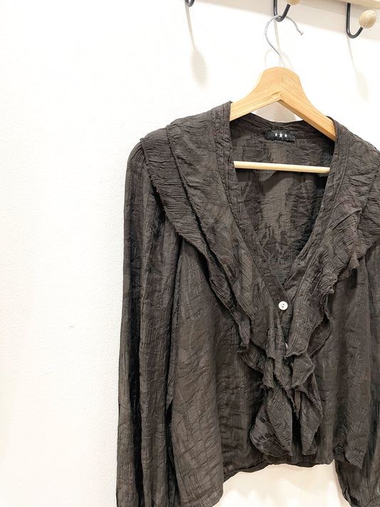 Blusa volante marrón