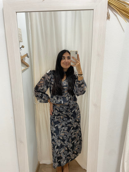 Falda estampada gris gasa