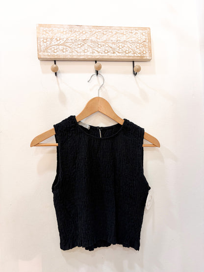 Top nido abeja negro